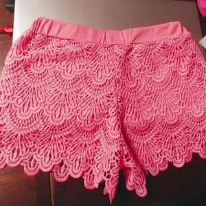 Girls lace shorts, pink shorts, summer shorts
